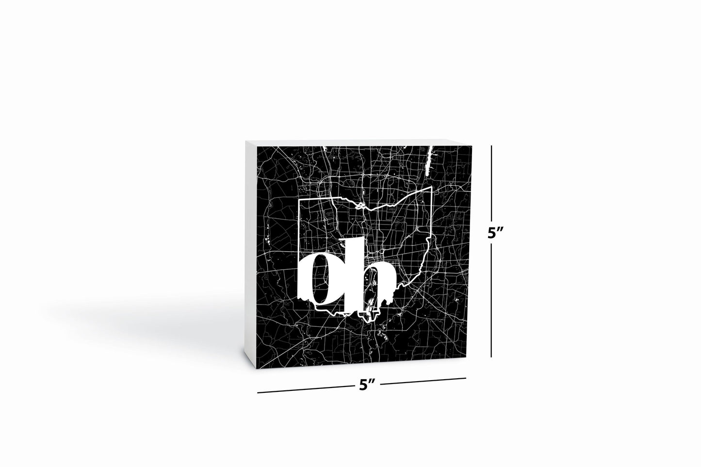 Black And White Abbreviated State Map Black Ohio Columbus | Wood Block | Eaches | Min 4