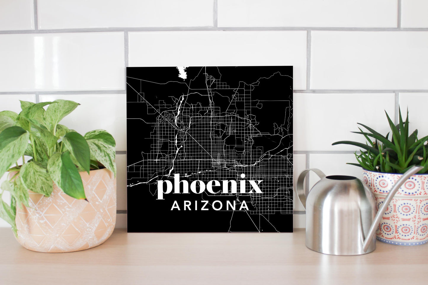 Black And White Black Map Arizona Phoenix | Wood Sign | Eaches | Min 2