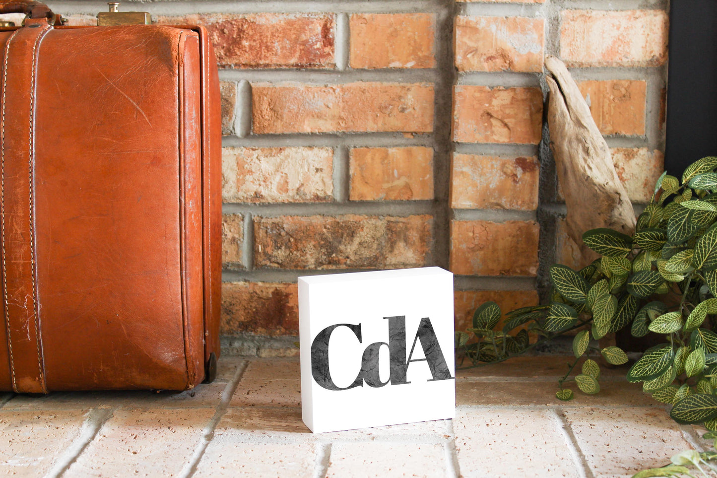 Minimalist B&W Idaho Cda White Initials | Wood Block | Eaches | Min 4