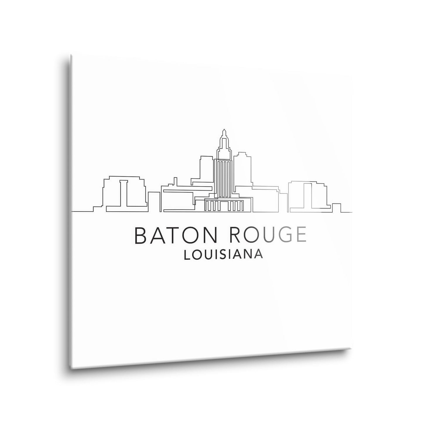 Minimalistic Baton Rouge Skyline | Hi-Def Glass Art | Eaches | Min 1