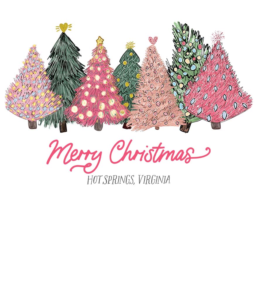 Gildan Sweatshirt White-Pink Trees Hot Springs Virginia -5