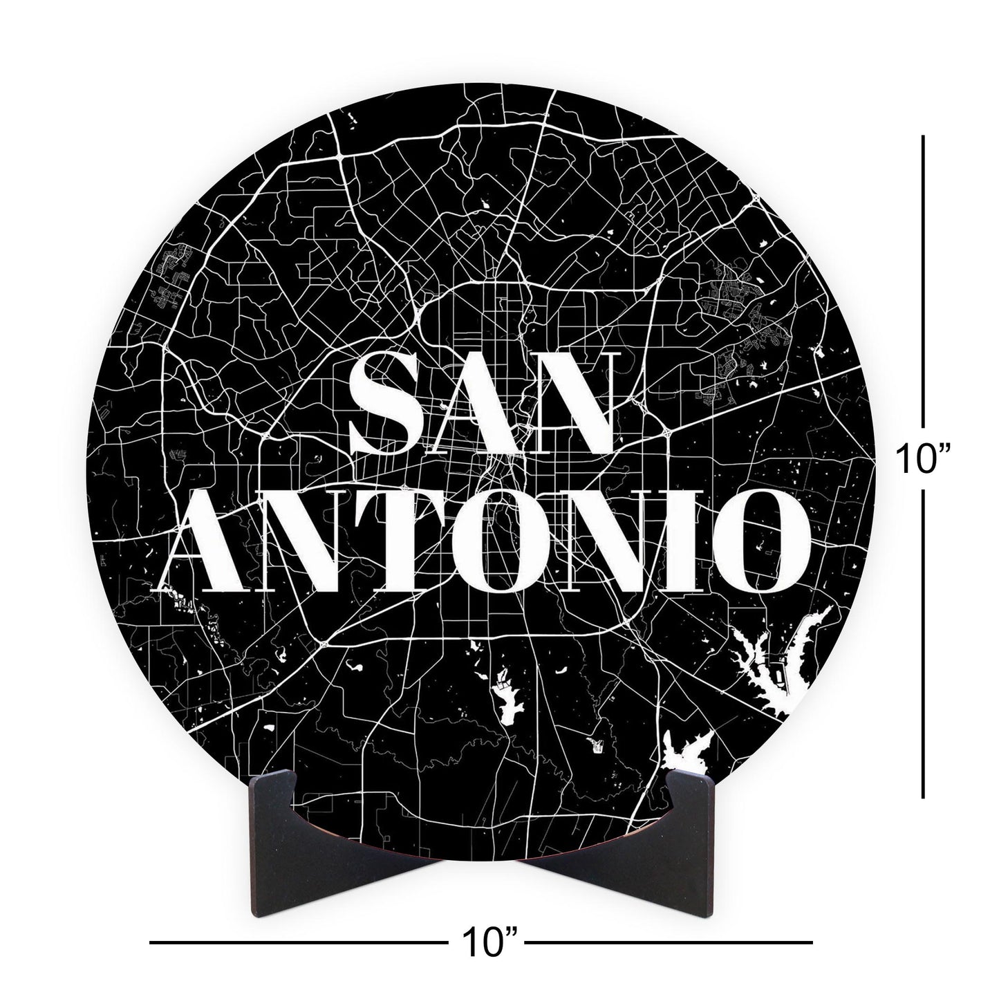 Minimalistic B&W Texas San Antonio Map | Wood Sign | Eaches | Min 1