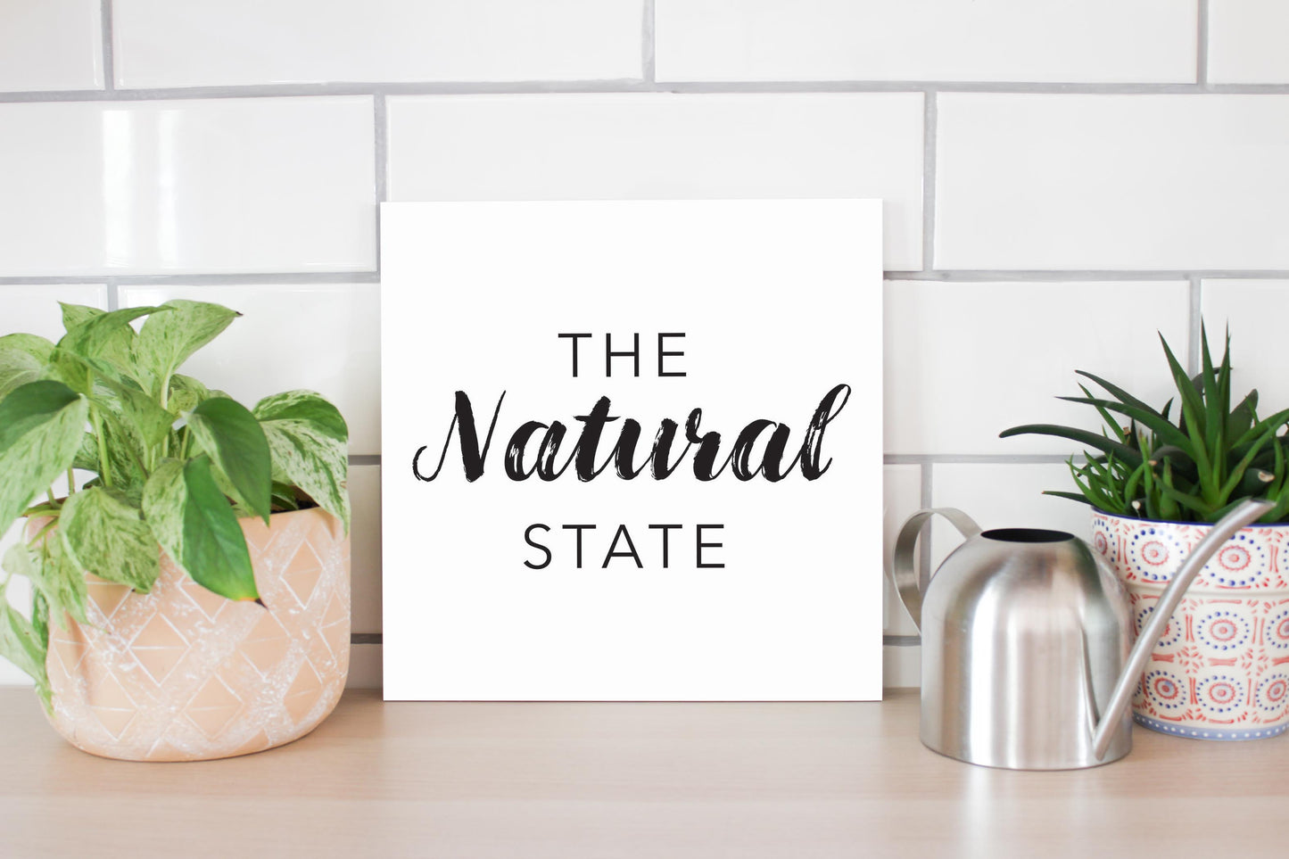 B&W Minimalist Arkansas The Natural State | Wood Sign | Eaches | Min 2
