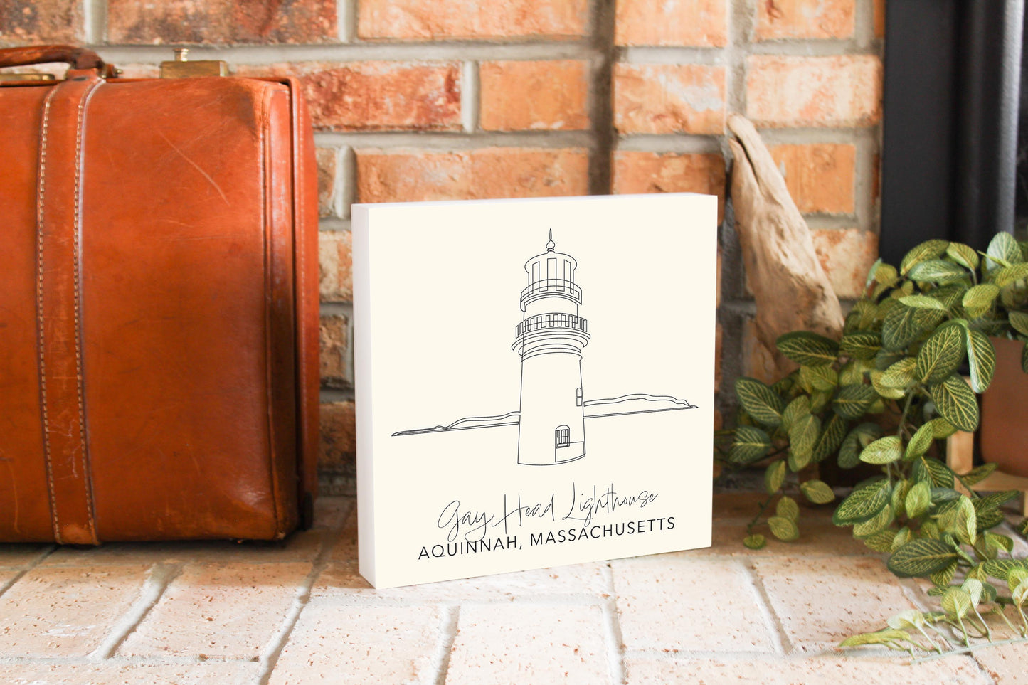 Cream Gay Head Lighthouse | Wood Block | Eaches | Min 2