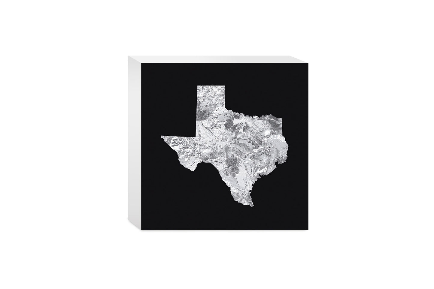 Minimalistic B&W Texas Metal State Shape | Wood Block | Eaches | Min 4