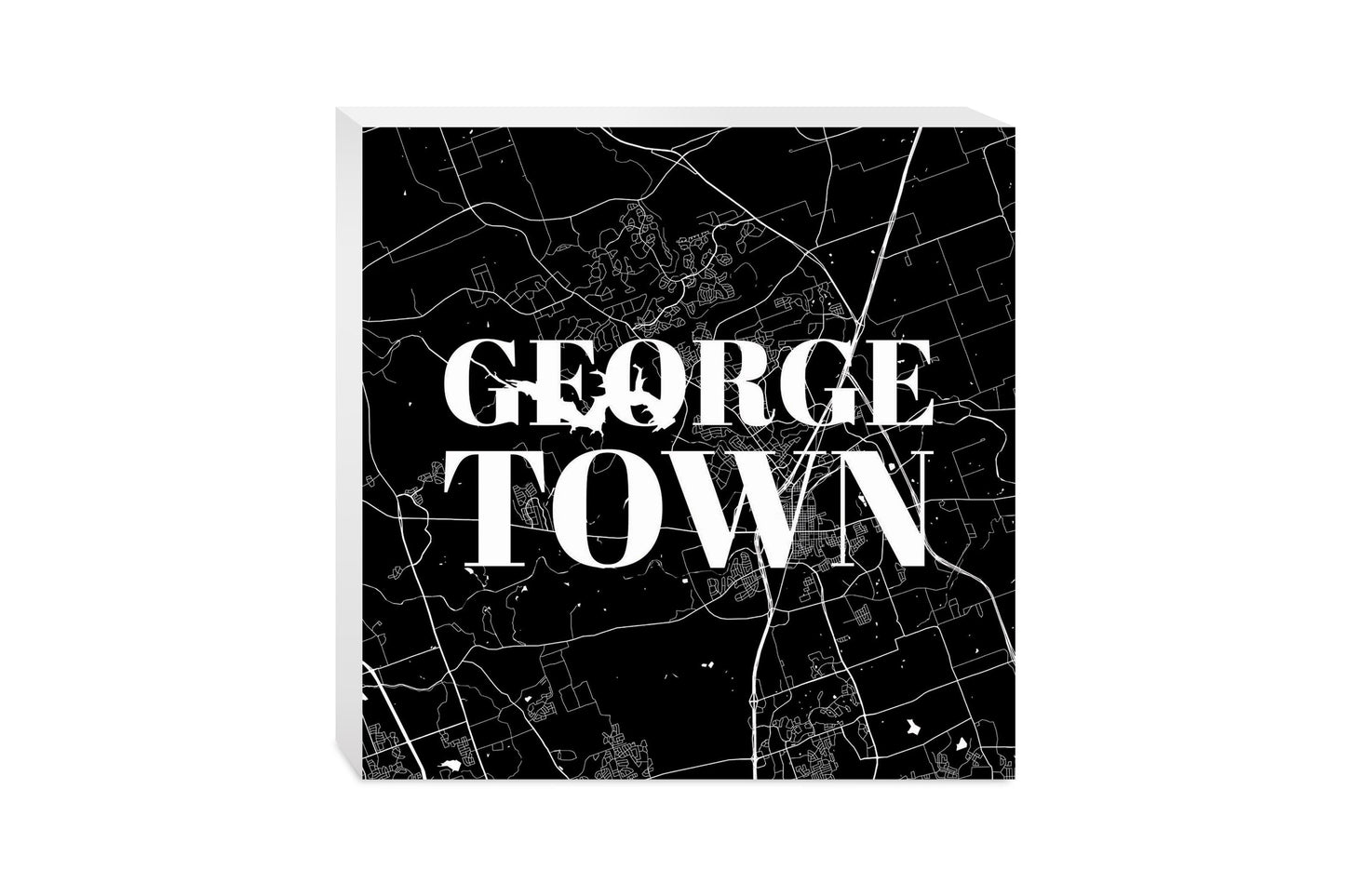 Minimalistic B&W Texas Georgetown Map | Wood Block | Eaches | Min 2
