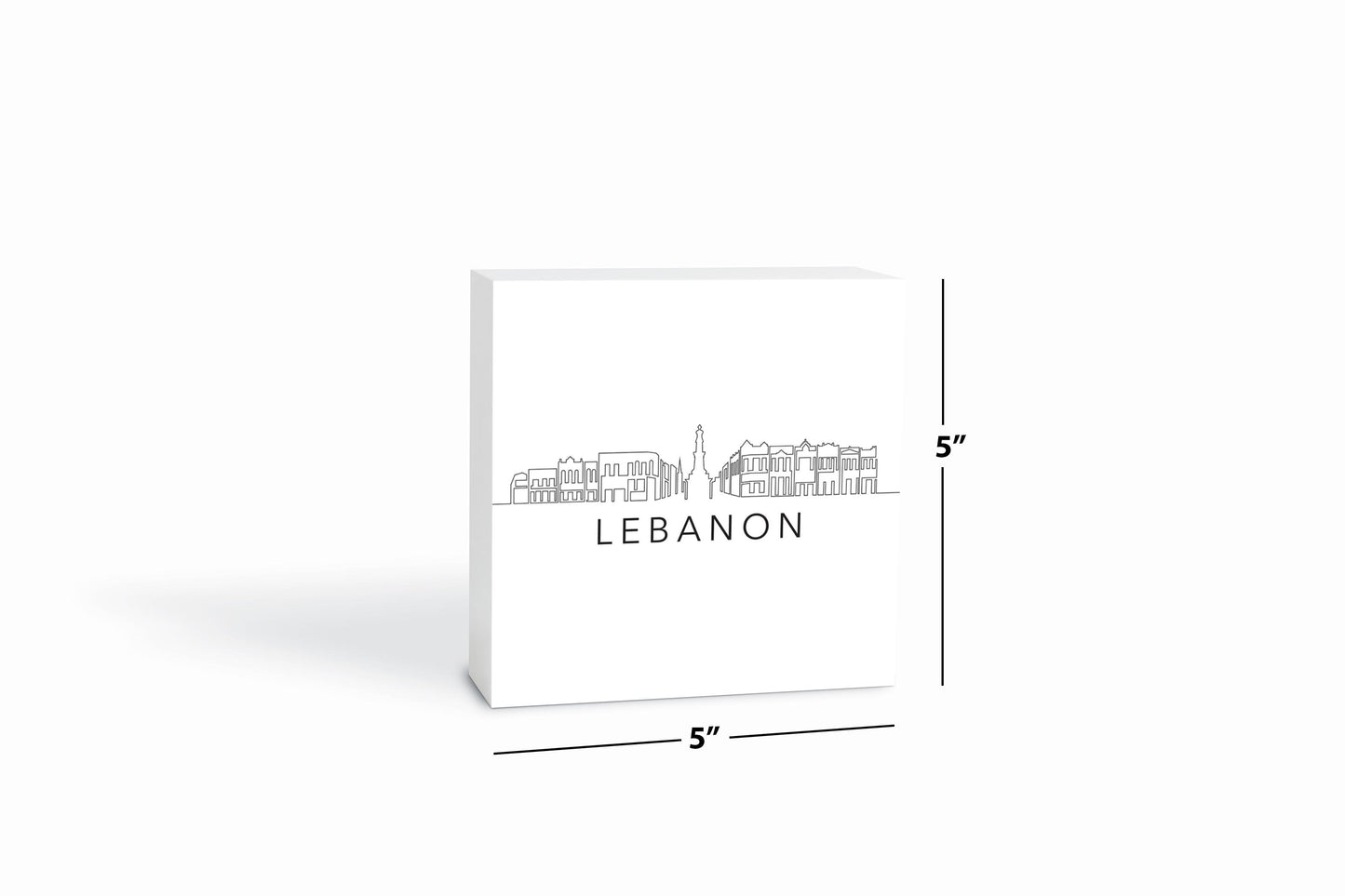 Minimalist B&W Tennessee Lebanon Skyline | Wood Block | Eaches | Min 4