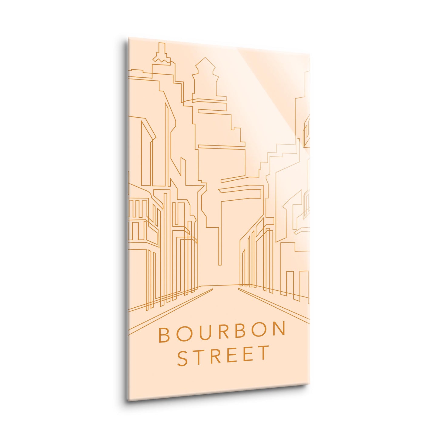 Modern Minimalist Louisiana Bourbon Street Line Drawing | Hi-Def Glass Art | Eaches | Min 2