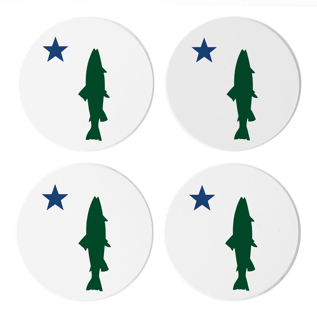 New England Star And Trout | Absorbent Coasters | Set of 4 | Min 2