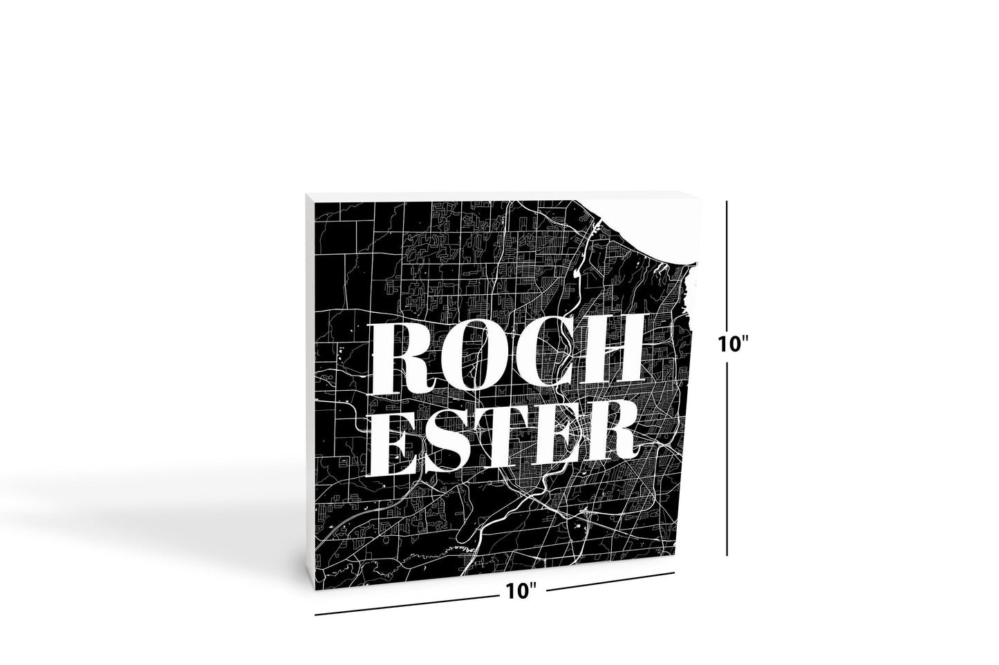 Minimalistic B&W New York Rochester Map | Wood Block | Eaches | Min 2