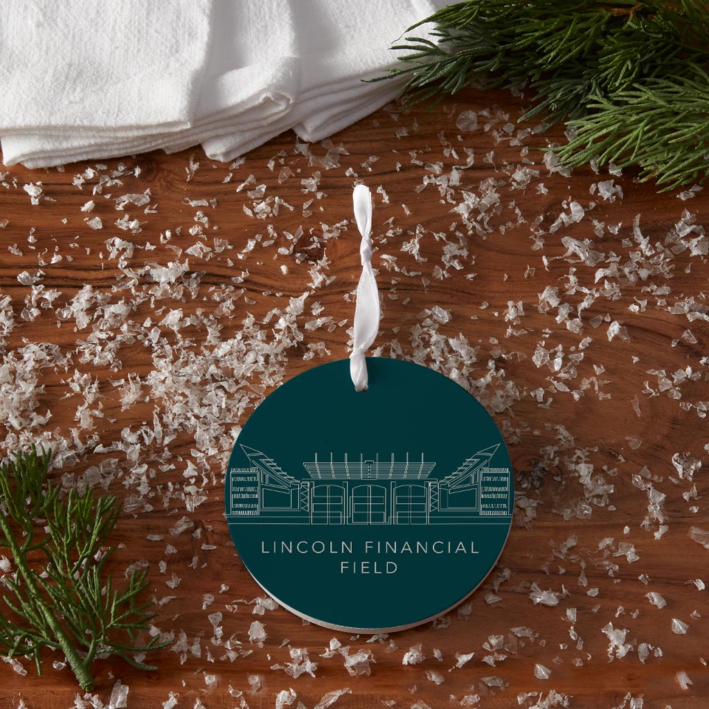 Modern Minimalist Pennsylvania Lincoln Field Line Drawing | Wood Ornament | Eaches | Min 6