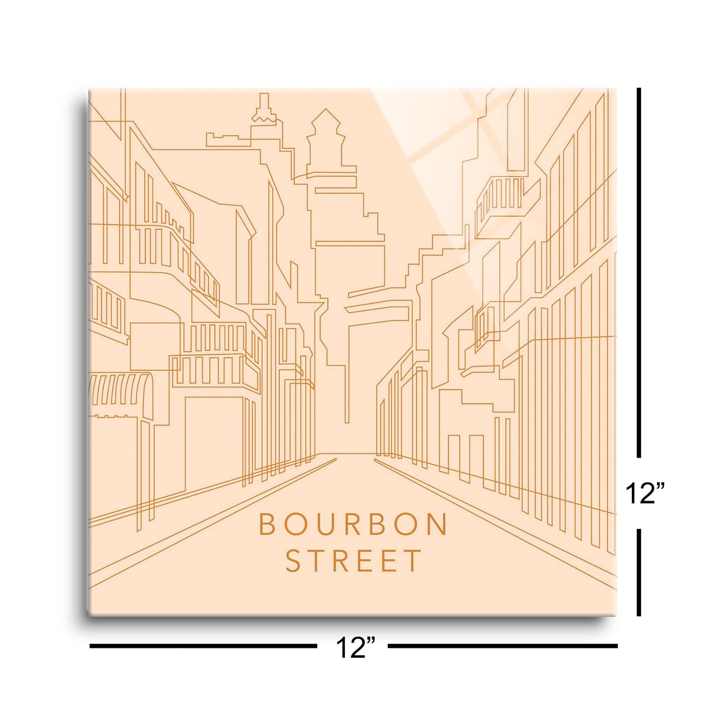 Modern Minimalist Louisiana Bourbon Street Line Drawing | Hi-Def Glass Art | Eaches | Min 1