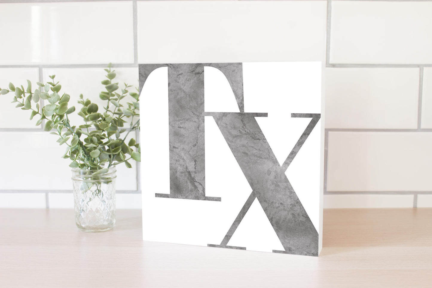 Modern White Texas Initials | Wood Block | Eaches | Min 2