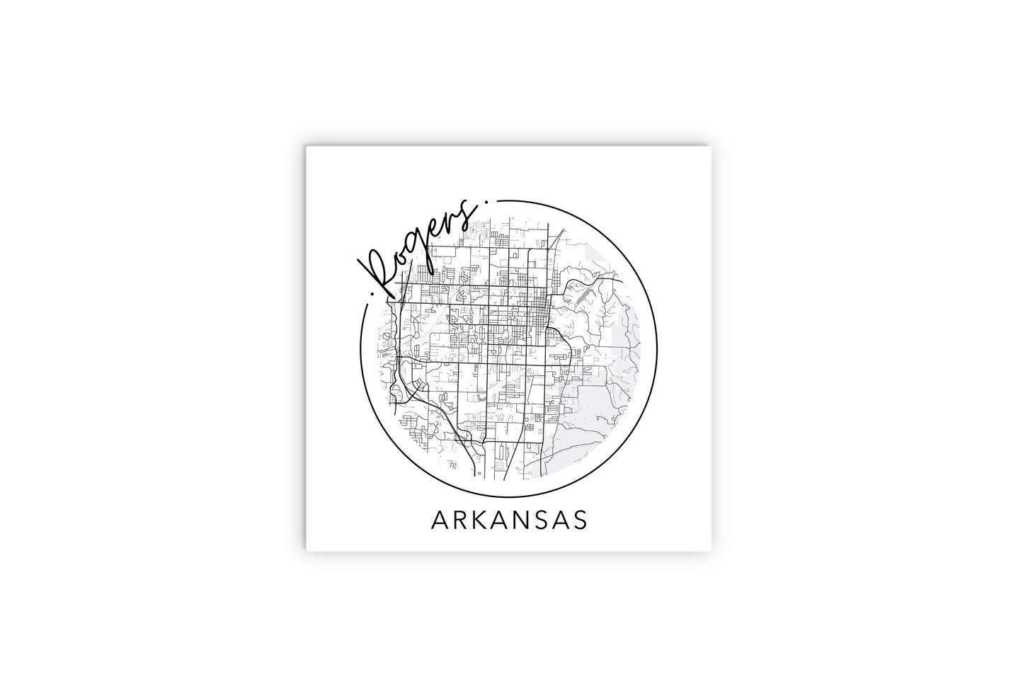 Minimalist B&W Arkansas Rogers Circle Map State | Wood Sign | Eaches | Min 2