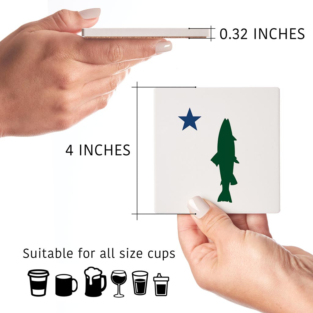 New England Star And Trout | Absorbent Coasters | Set of 4 | Min 2