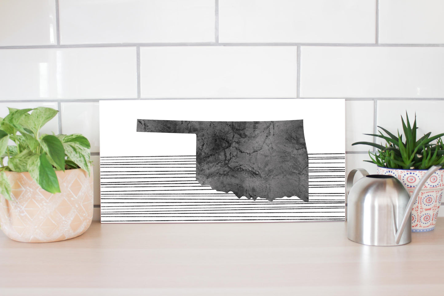 Modern Oklahoma State Shape With Straight Lines | Wood Sign | Eaches | Min 2