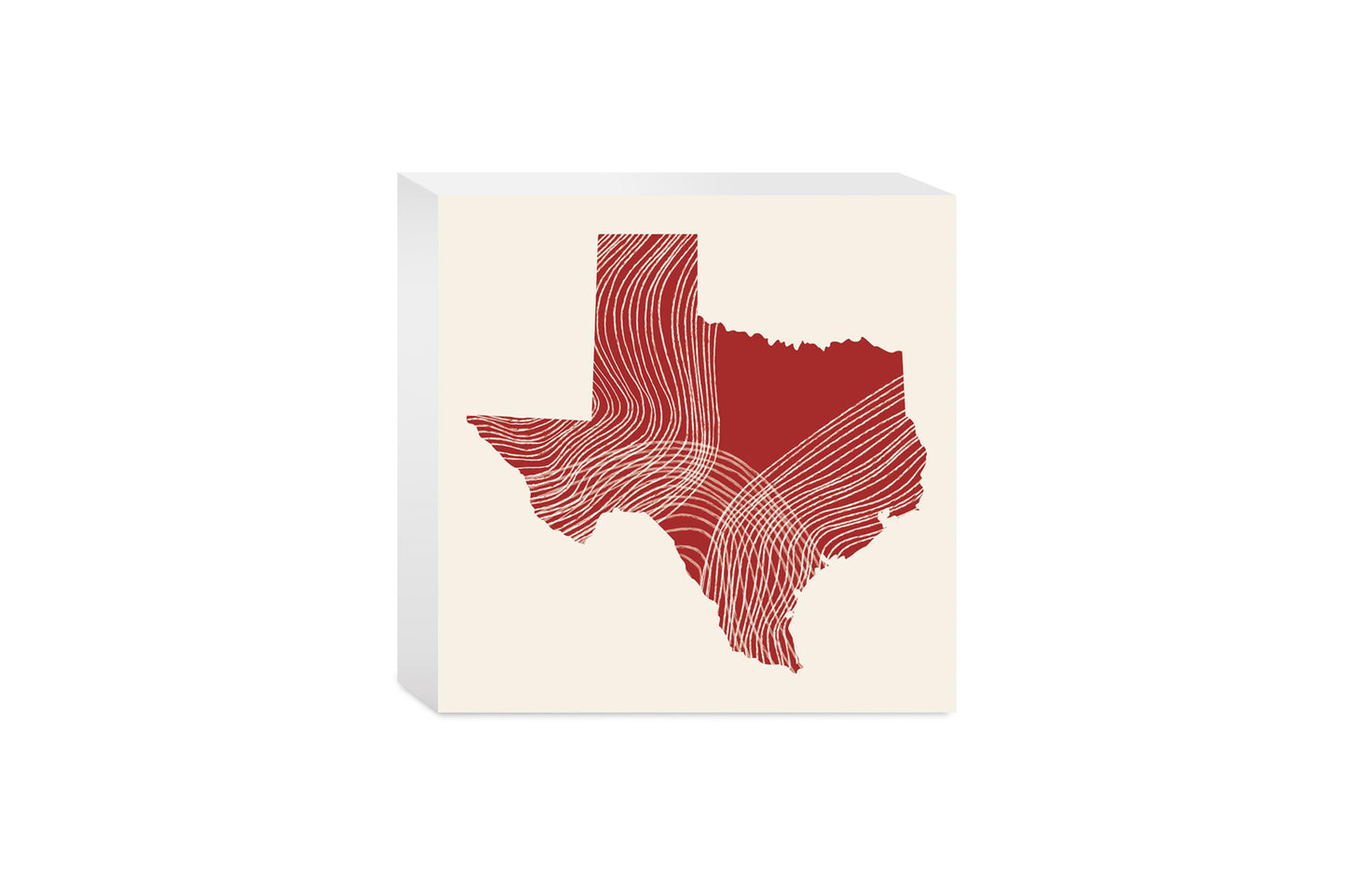 Modern Minimalist Texas Fluid Line State Shape | Wood Block | Eaches | Min 4