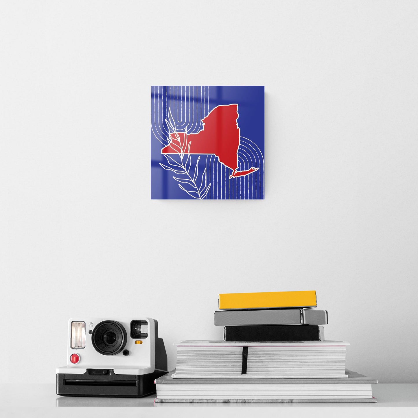 Red White And Blue New York State Retro Thin Lines | Hi-Def Glass Art | Eaches | Min 2