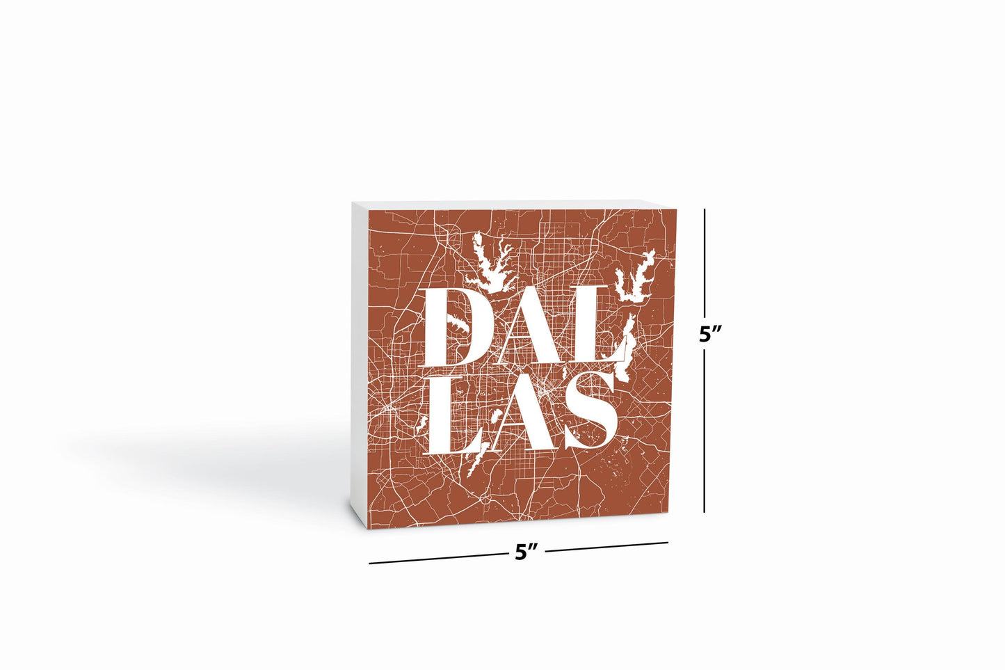 Modern Minimalist Dallas Texas Map | Wood Block | Eaches | Min 4