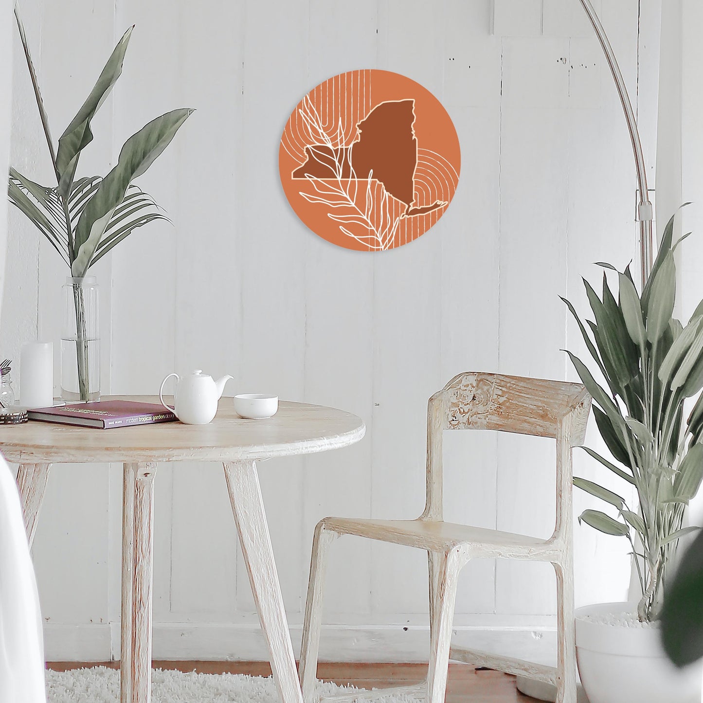 Modern Minimalist New York Shape And Leaf | Wood Sign | Eaches | Min 1
