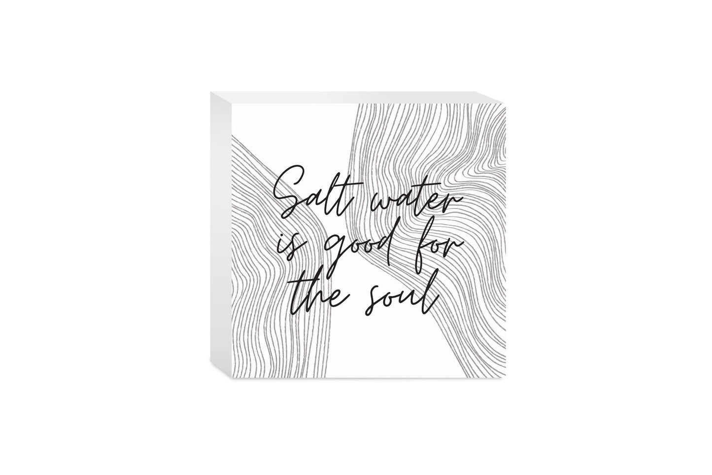 Minimalistic B&W Cape Cod Salt Water| Wood Block | Eaches | Min 4