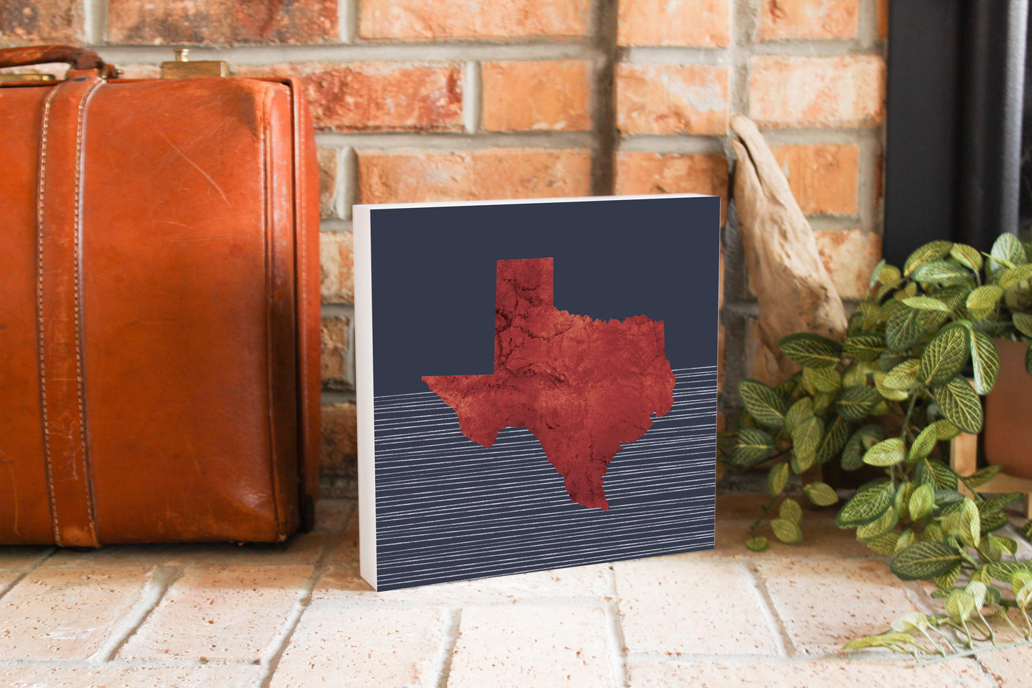 Modern Minimalist Texas Straight Line State Shape | Wood Block | Eaches | Min 2