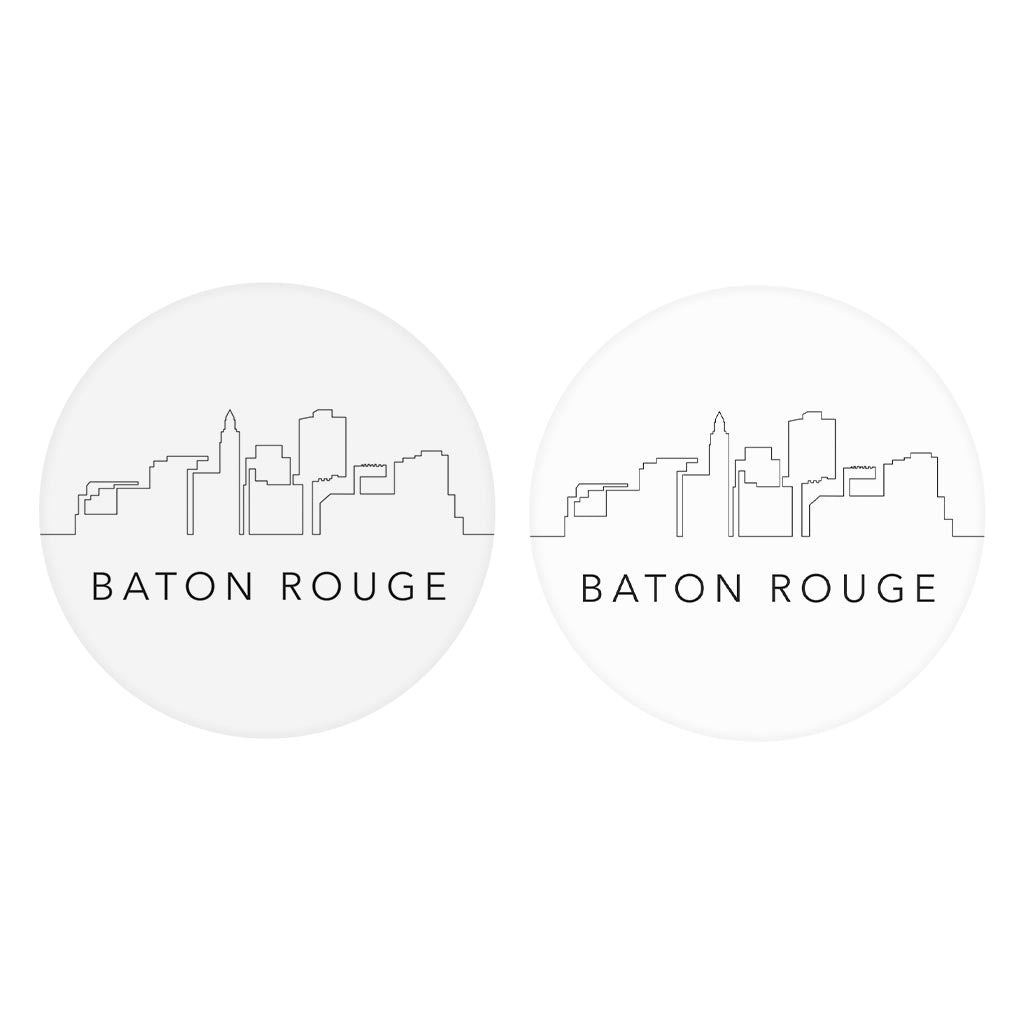 Modern Louisiana Baton Rouge City Line Drawing| Absorbent Car Coasters | Set of 2 | Min 4