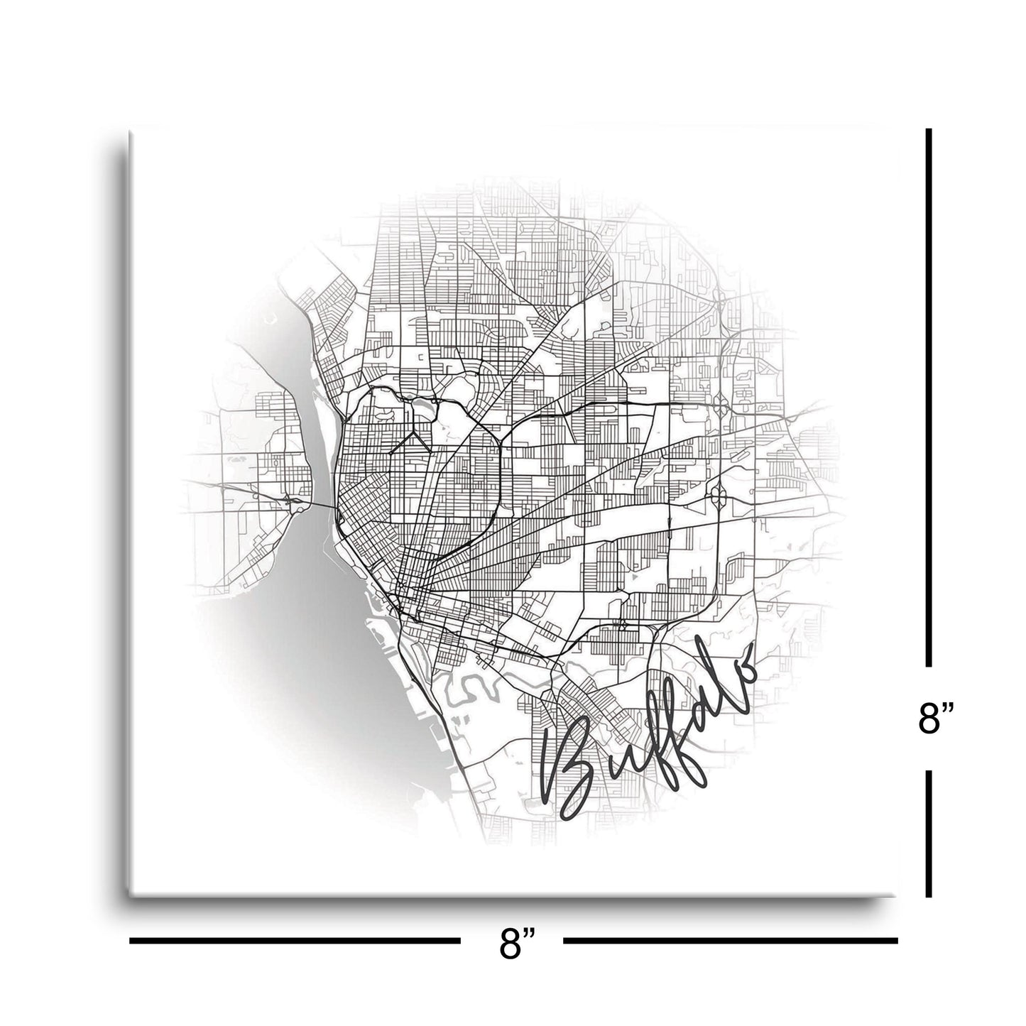 Minimalistic B&W New York Buffalo Faded Circle Map | Hi-Def Glass Art | Eaches | Min 2