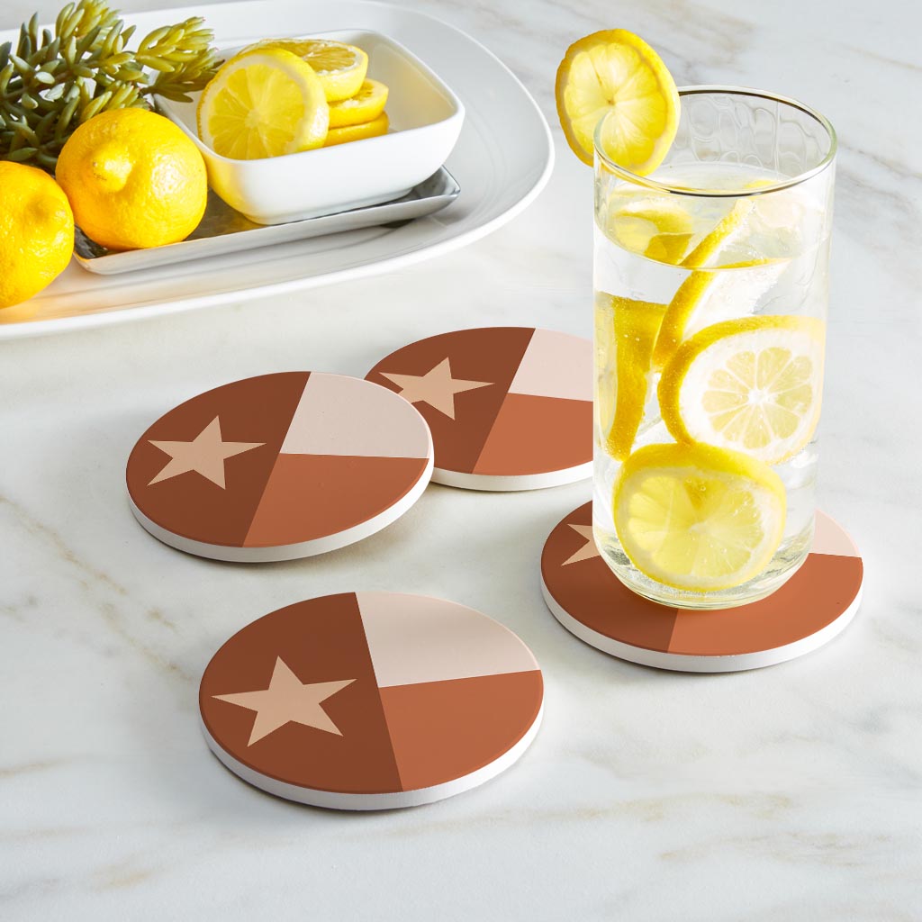 Modern Minimalist Texas State Flag | Absorbent Coasters | Set of 4 | Min 2