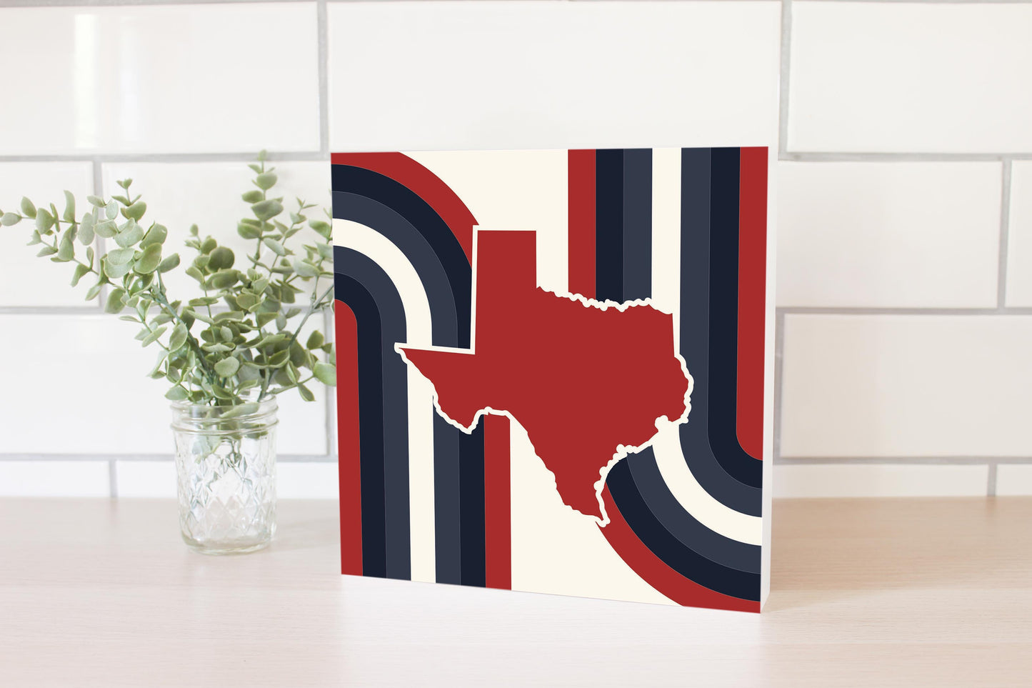 Modern Minimalist Texas Colors Retro Shape | Wood Block | Eaches | Min 2