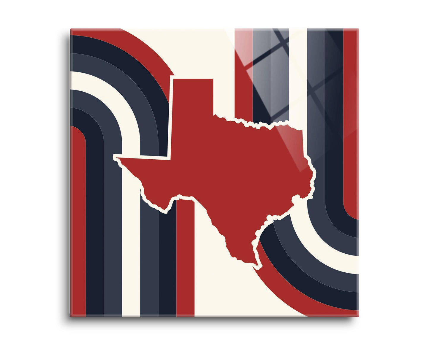Modern Minimalist Texas Colors Retro Shape | Hi-Def Glass Art | Eaches | Min 2