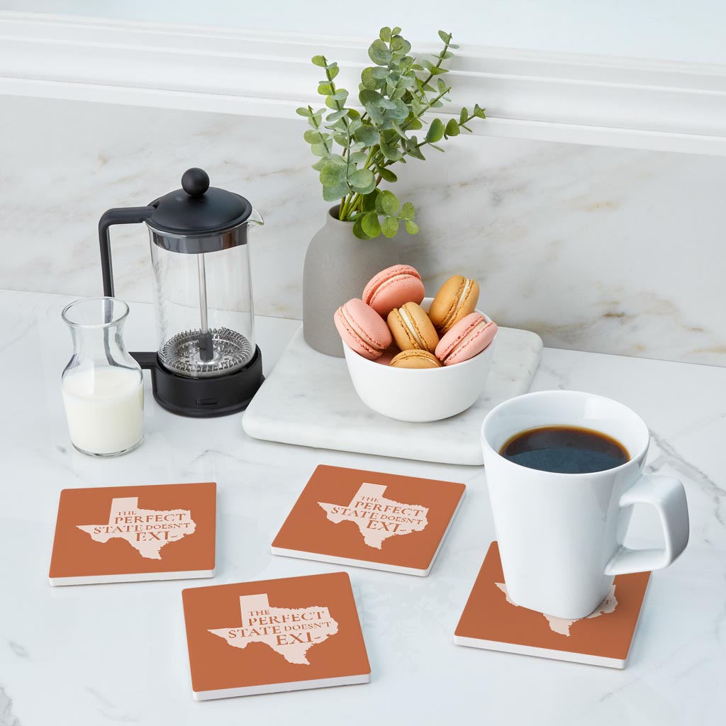 Modern Minimalist Texas The Perfect State Doesnt Exi | Absorbent Coasters | Set of 4 | Min 2
