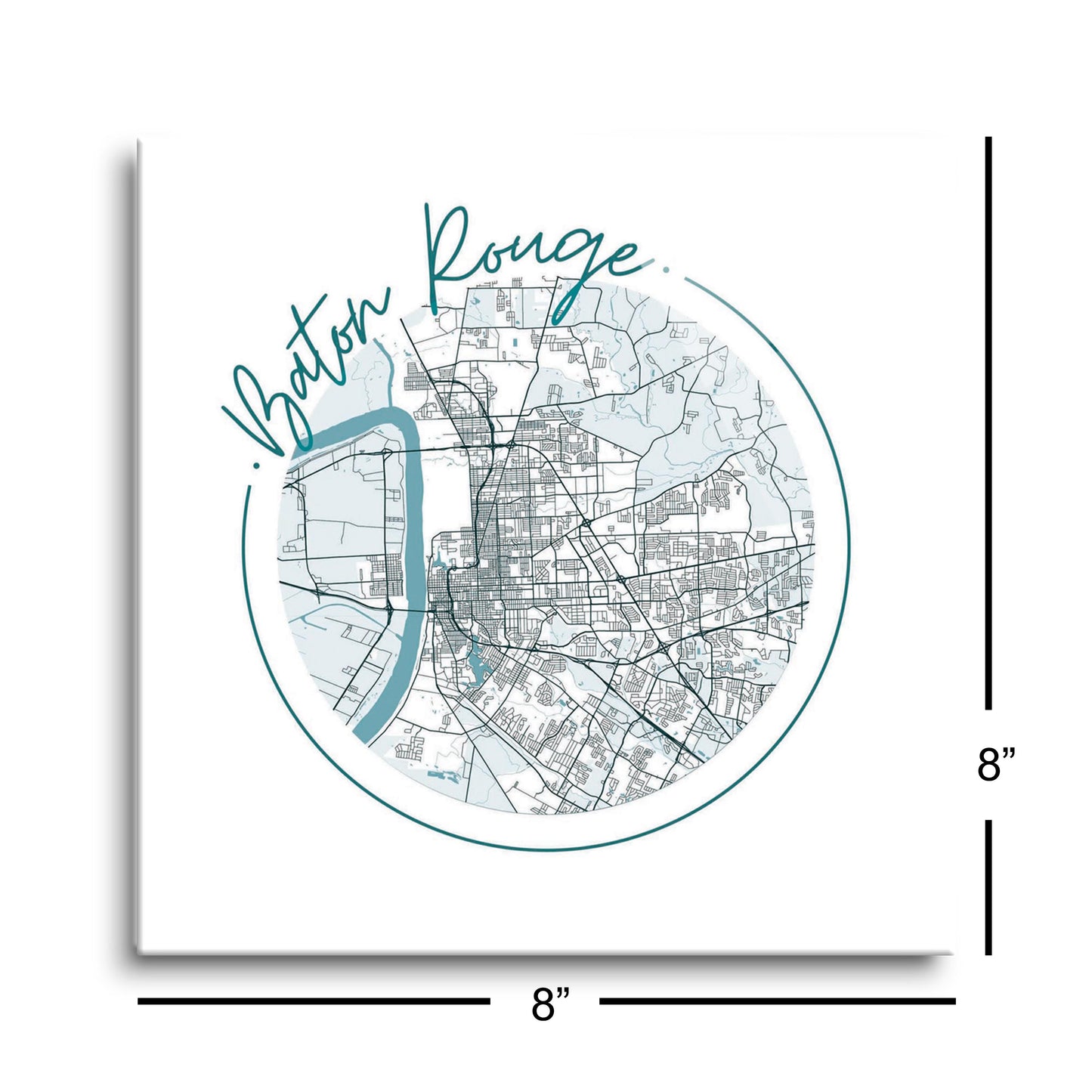 Blue White Baton Rouge Circle Map | Hi-Def Glass Art | Eaches | Min 2