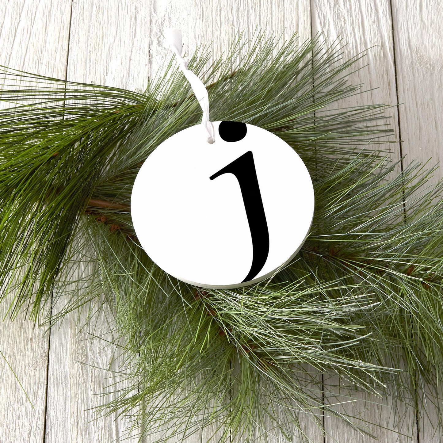 Minimalist Monogram J| Wood Ornament | Eaches | Min 6