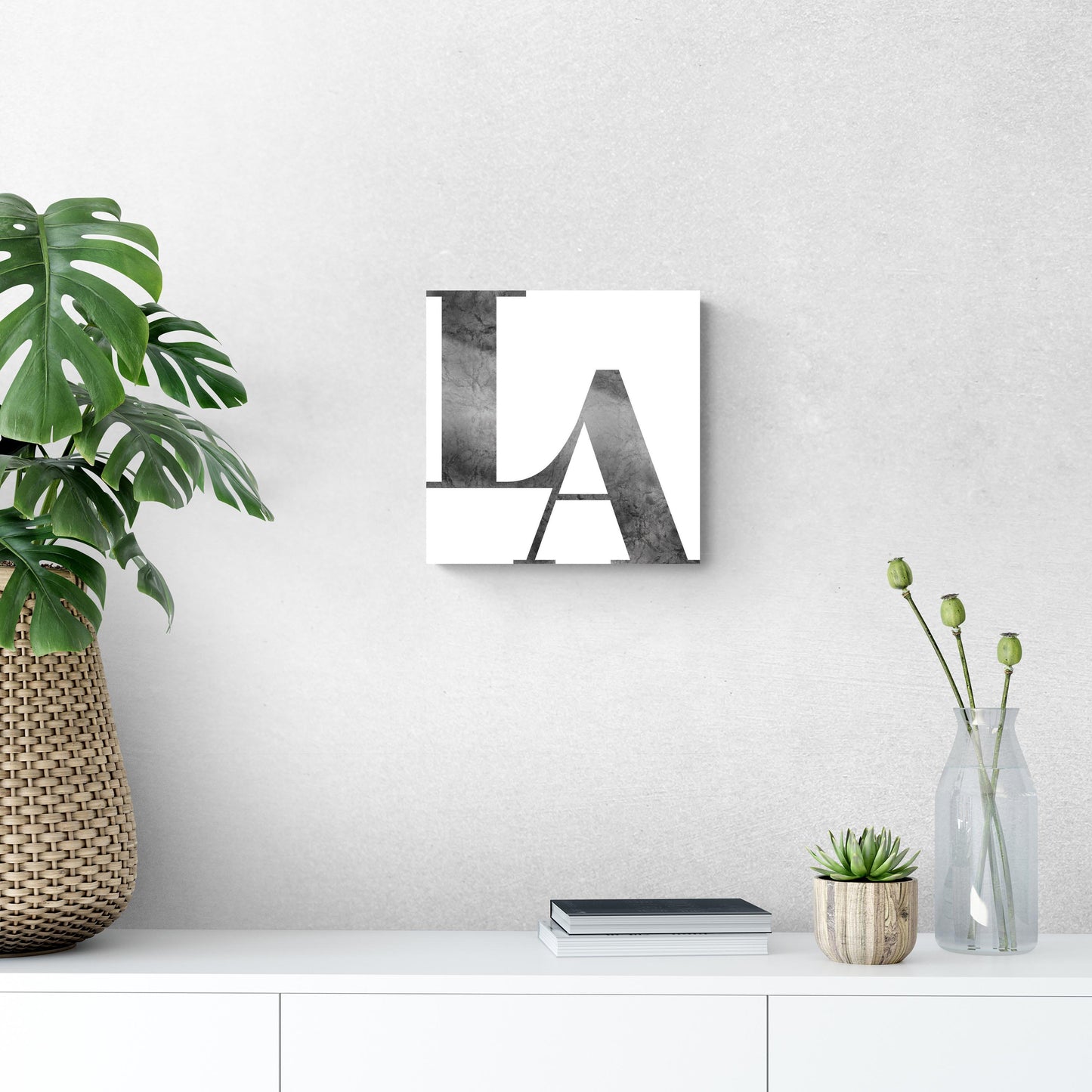 Modern White Louisiana Initials | Hi-Def Glass Art | Eaches | Min 1