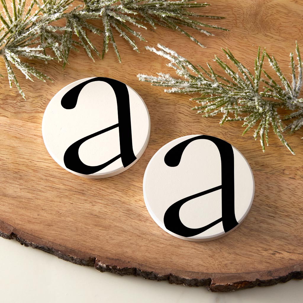 Minimalist Monogram A Circle| Absorbent Car Coasters | Set of 2 | Min 4