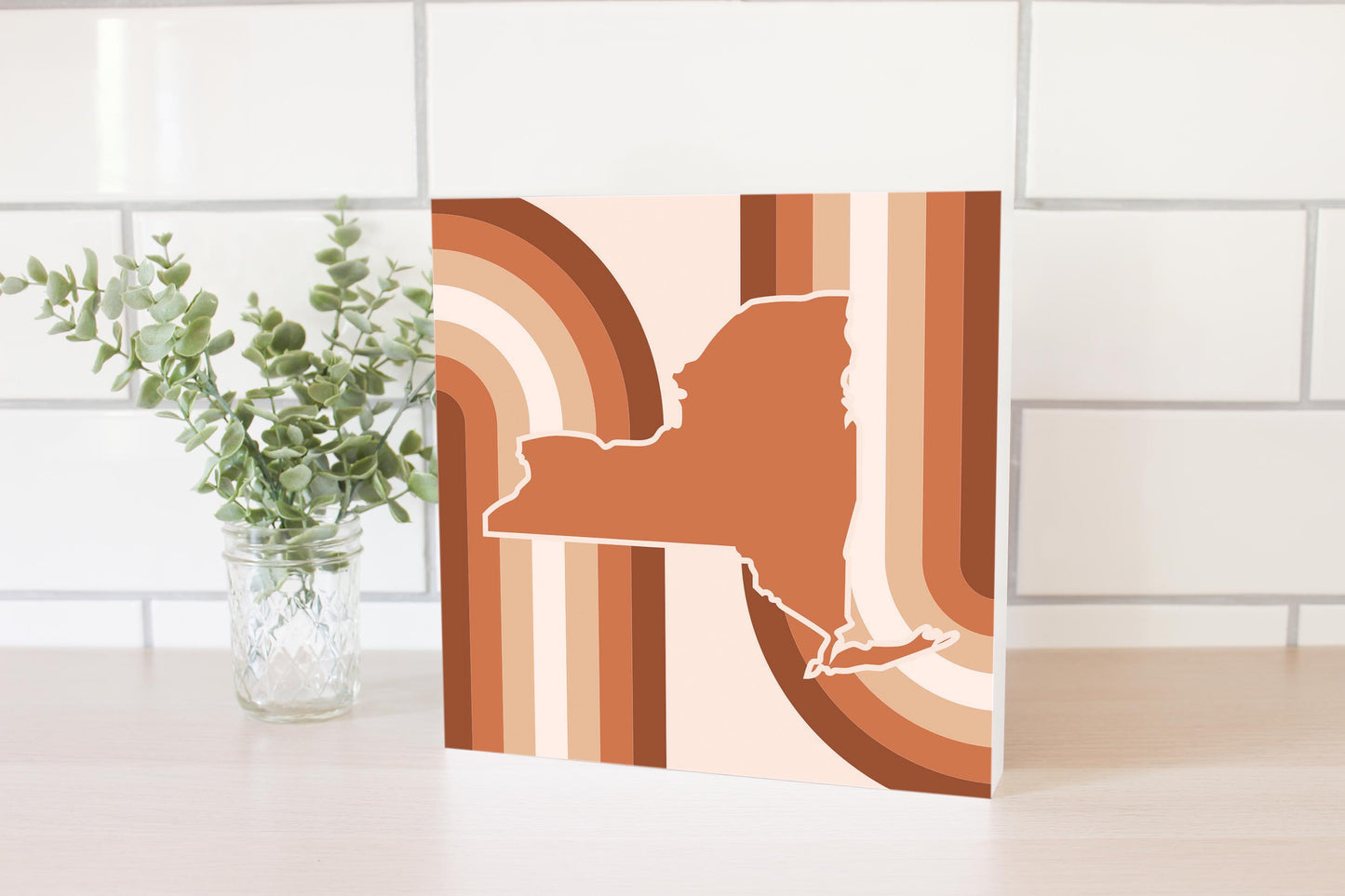 Modern Minimalistic New York Retro Thick Line | Wood Block | Eaches | Min 2