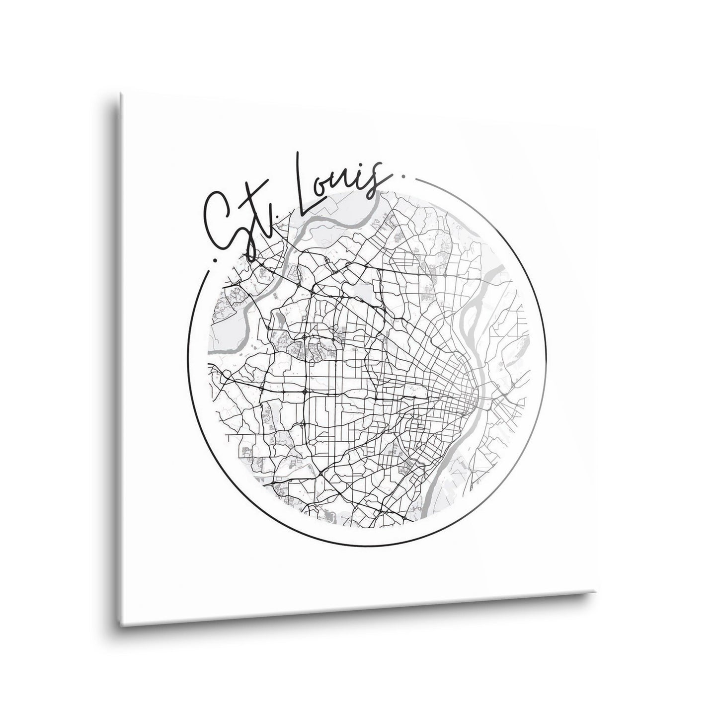 Minimalist B&W Missouri St Louis Circle Map | Hi-Def Glass Art | Eaches | Min 2