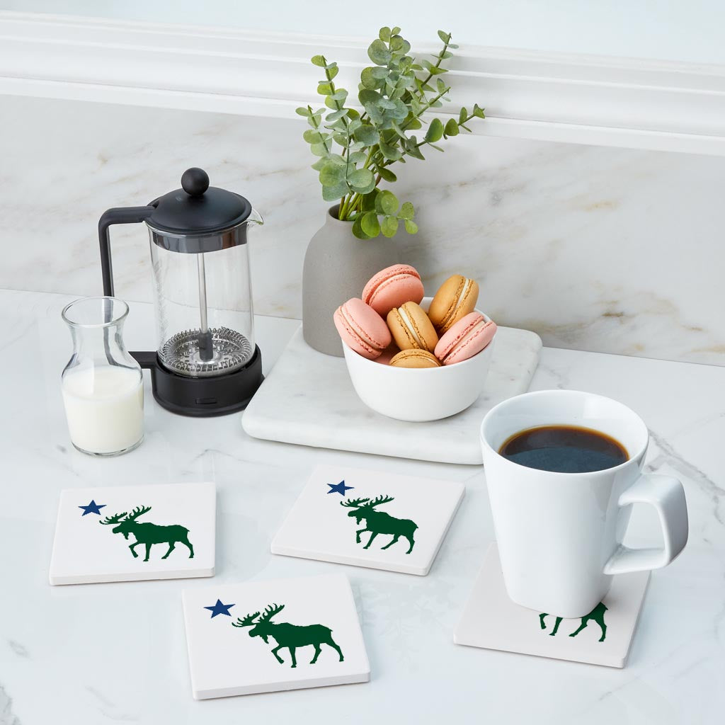 New England Star And Moose | Absorbent Coasters | Set of 4 | Min 2