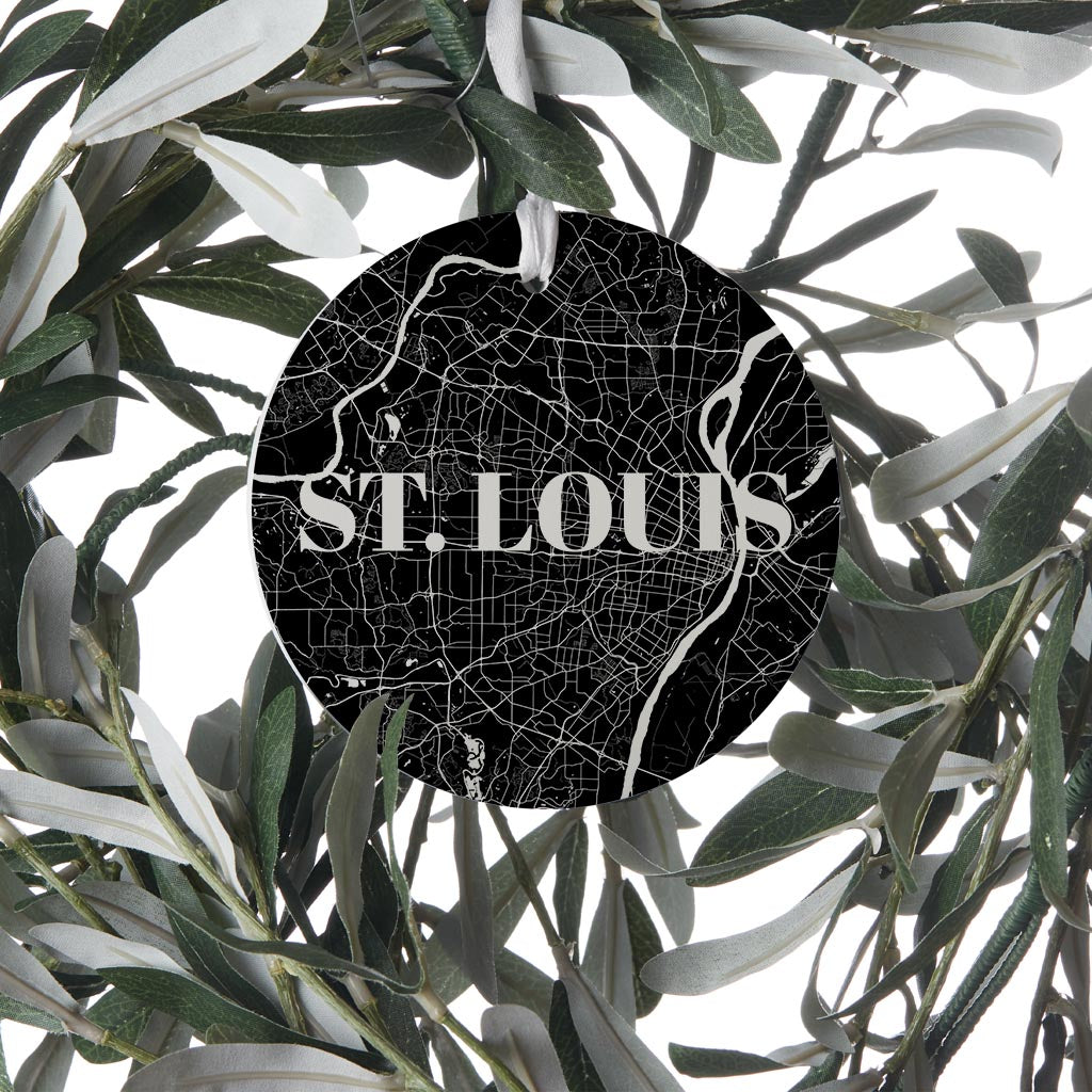 Minimalist B&W Missouri St Louis Map| Wood Ornament | Eaches | Min 6