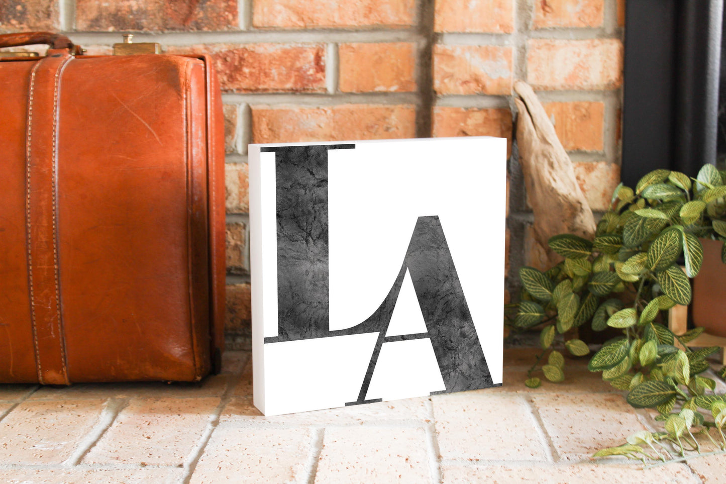 Modern White Louisiana Initials | Wood Block | Eaches | Min 2
