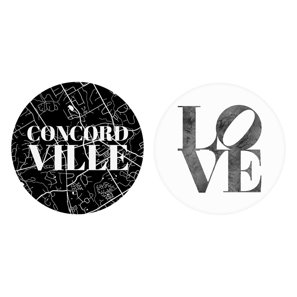 Minimalistic B&W Pennsylvania Concord Map Love| Absorbent Car Coasters | Set of 2 | Min 4