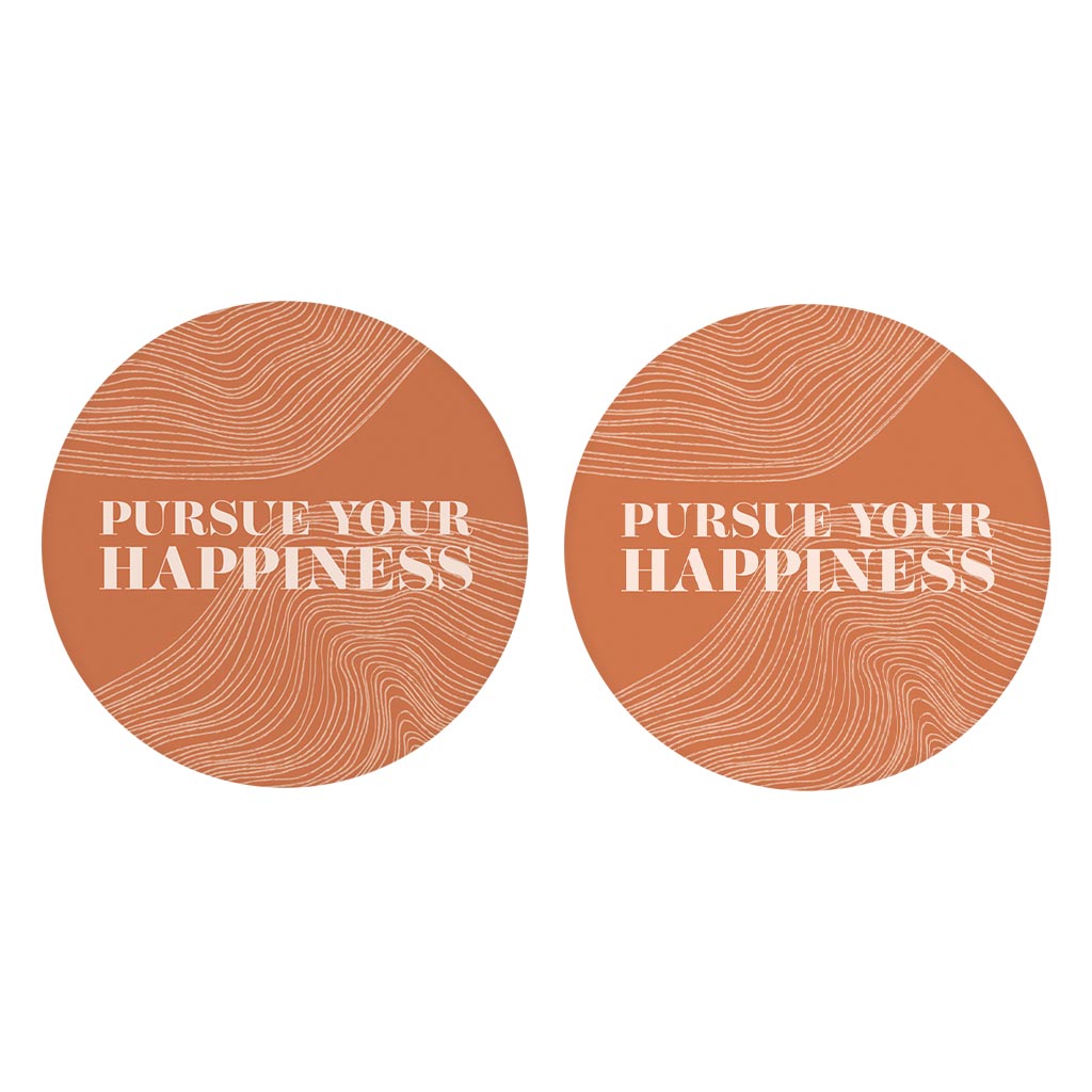 Modern Minimalist Pennsylvania Happiness Quip | Absorbent Car Coasters | Set of 2 | Min 4