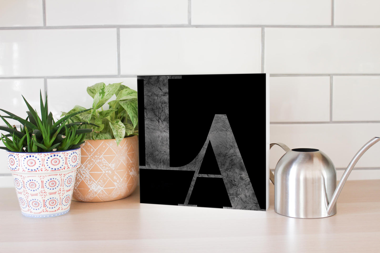 Modern Black Louisiana Initials | Wood Block | Eaches | Min 2