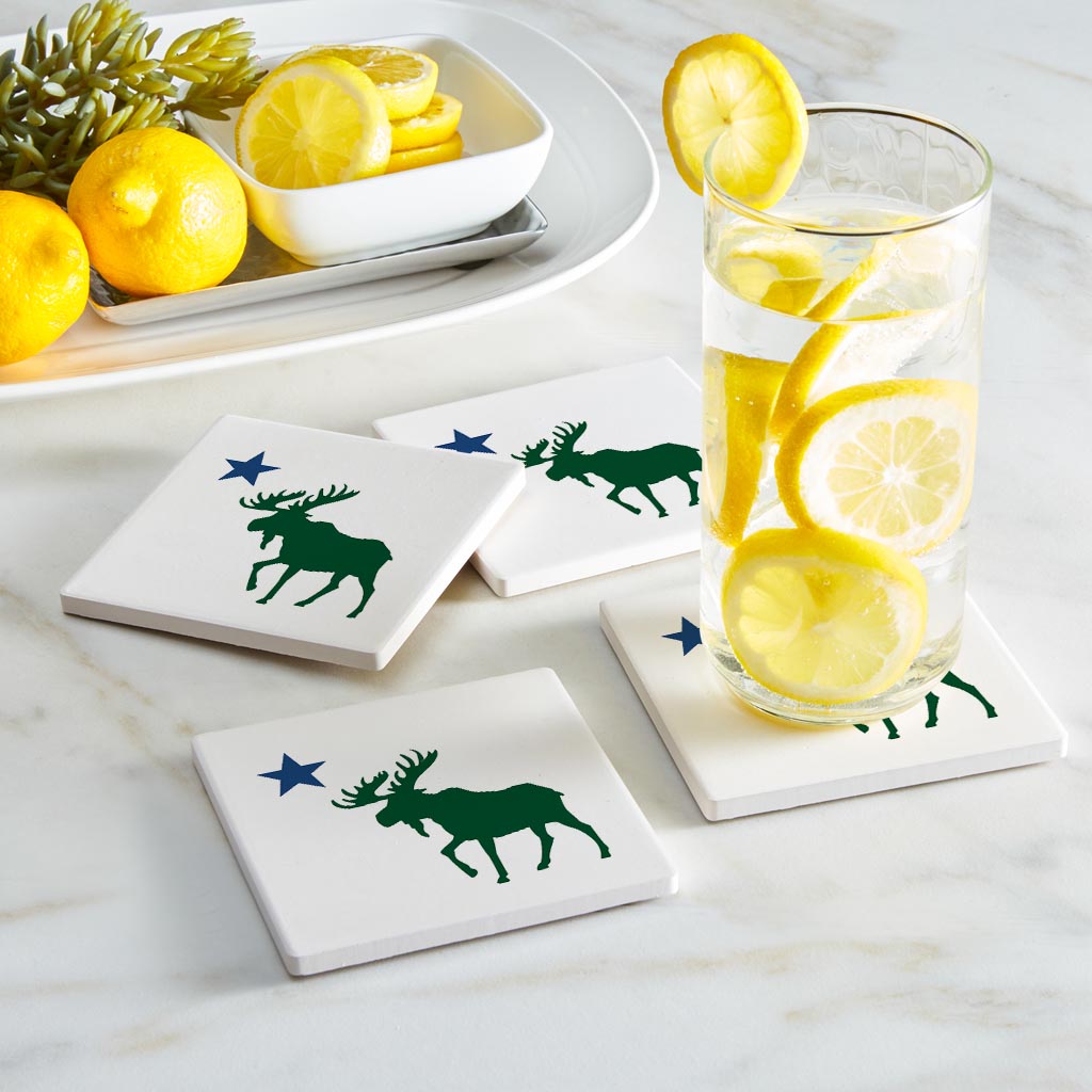 New England Star And Moose | Absorbent Coasters | Set of 4 | Min 2