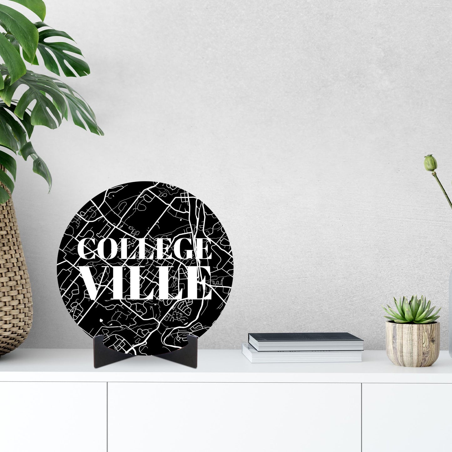 Minimalistic B&W Pennsylvania Collegeville Map | Wood Sign | Eaches | Min 1
