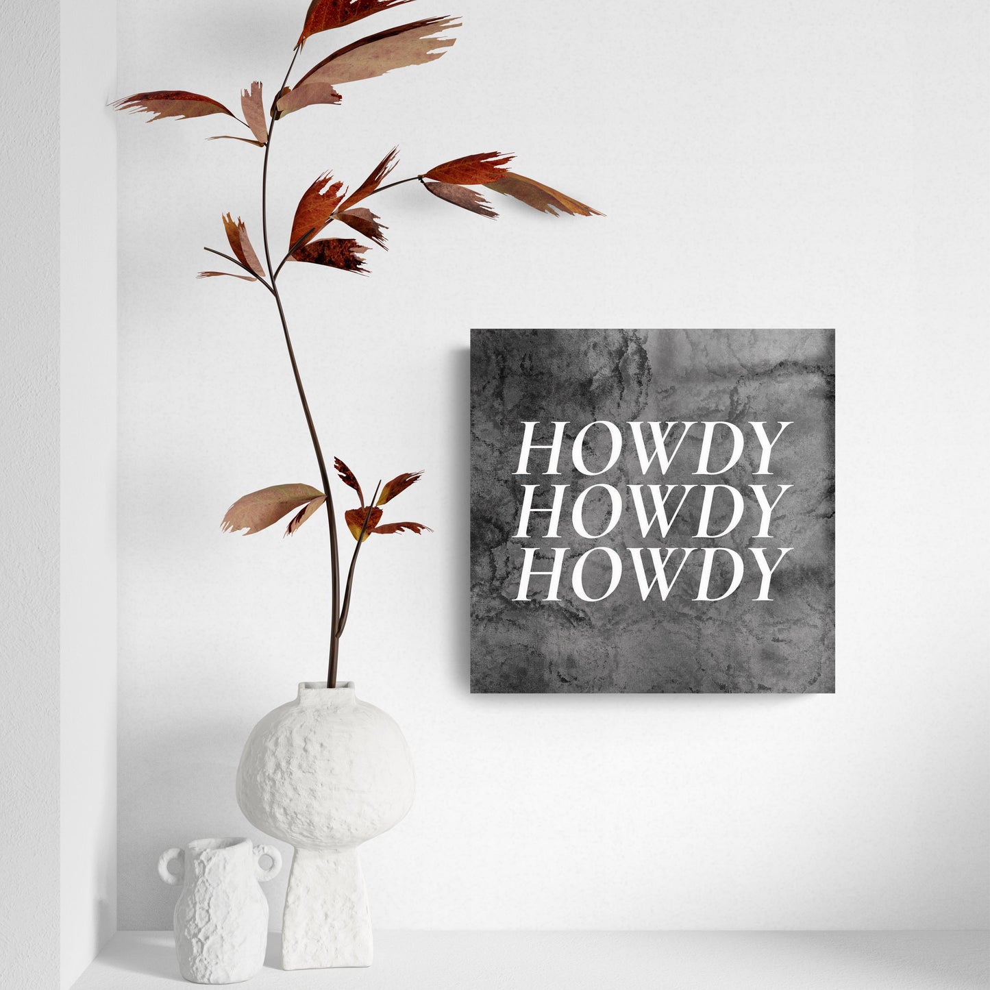 Minimalistic B&W Texas Textured Howdy| Hi-Def Glass Art | Eaches | Min 2