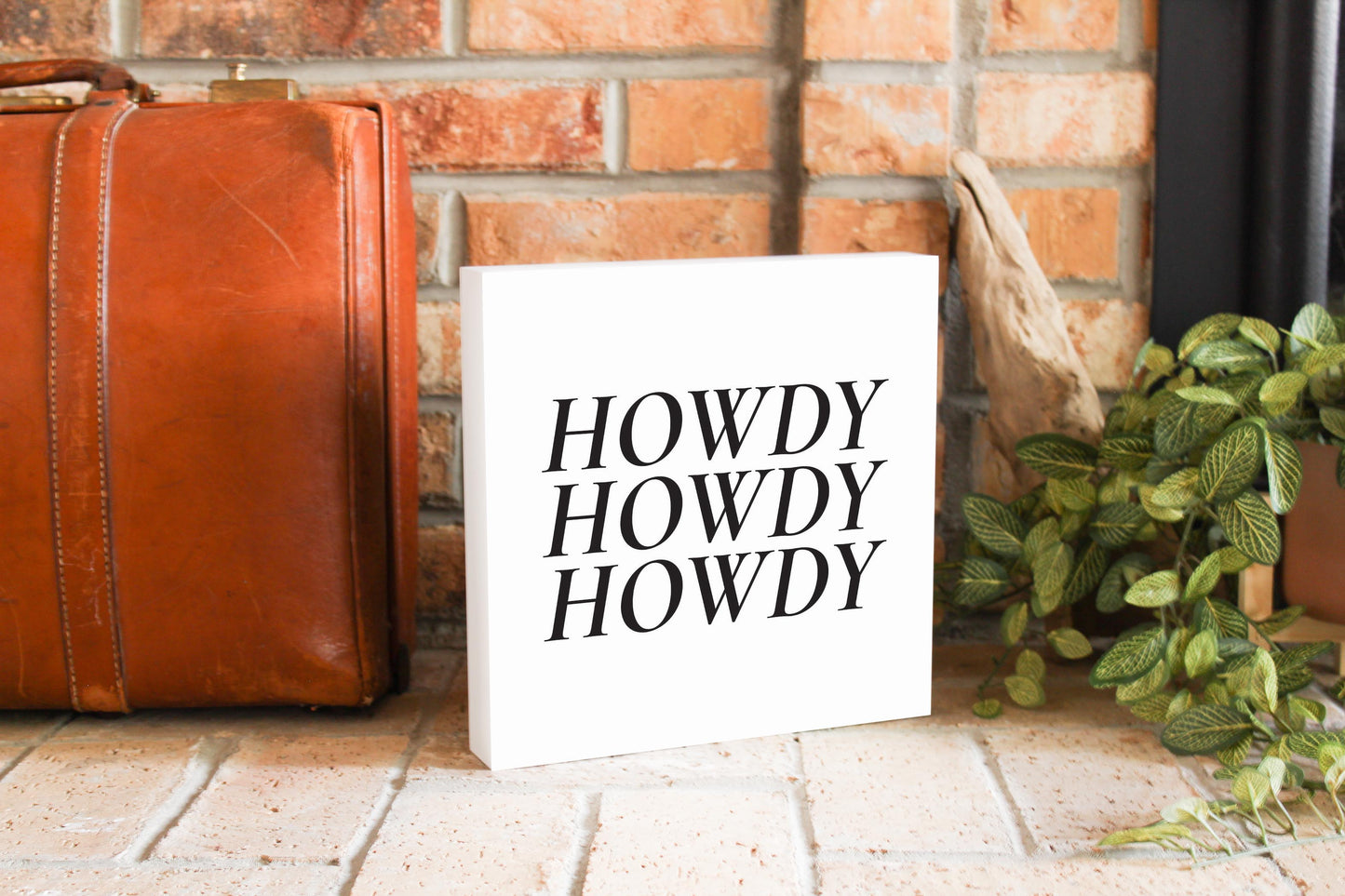 Minimalistic B&W Texas Howdy | Wood Block | Eaches | Min 2