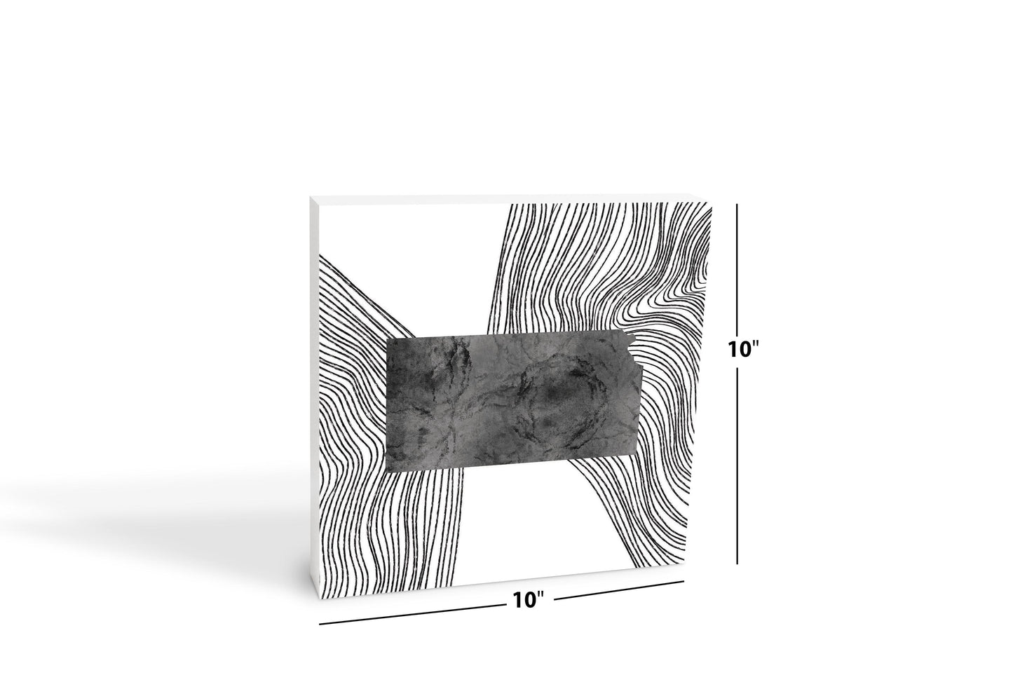 Minimalist B&W Kansas State With Fluid Lines| Wood Block | Eaches | Min 2