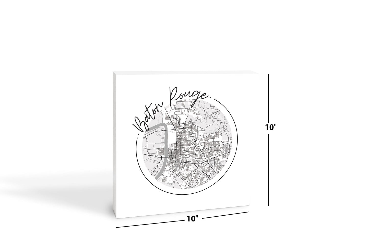 Minimalist B&W Louisiana Baton Rouge Circle Map | Wood Block | Eaches | Min 2